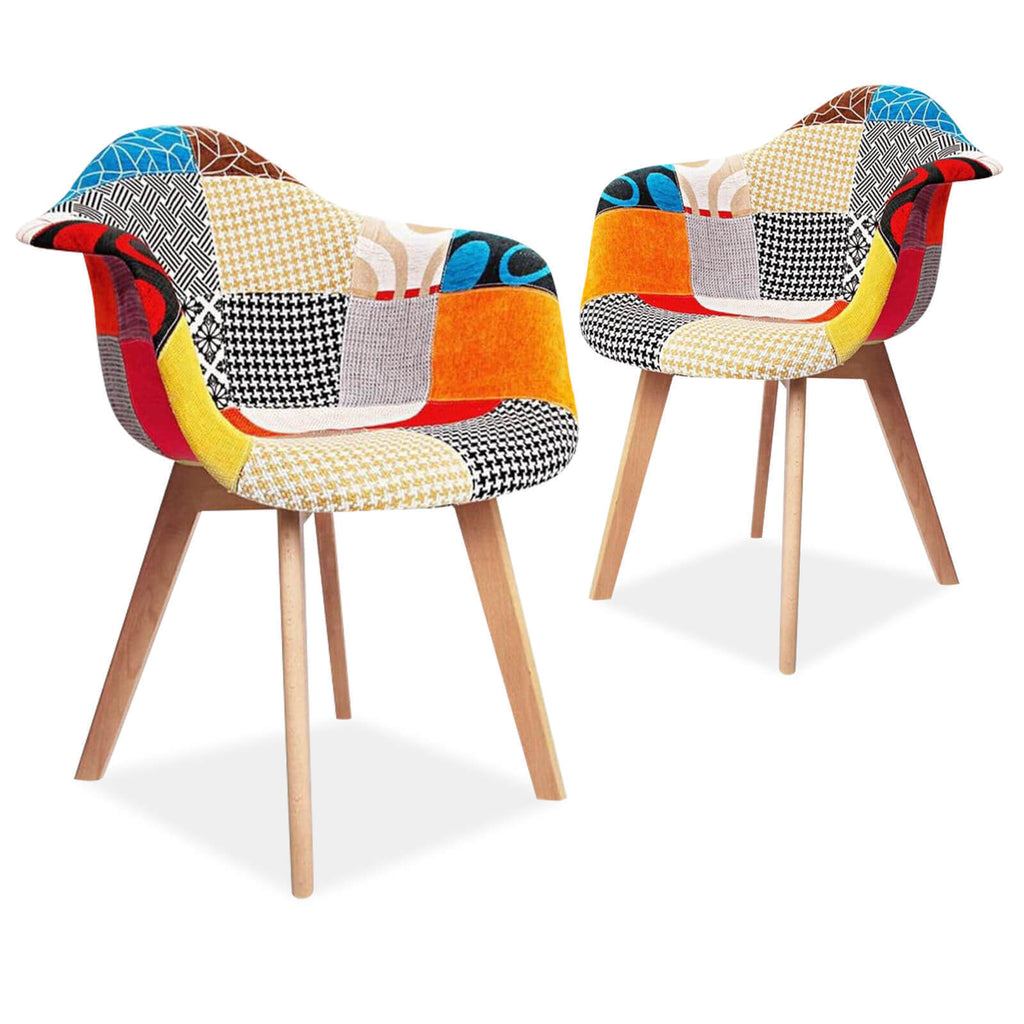 Marlo Version 2 | Multi Coloured, Upholstered, Wooden Dining Chairs | Set Of 2