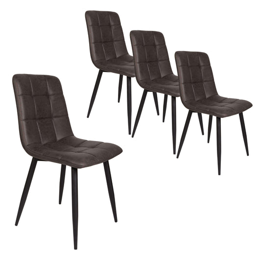 Maryland | Modern PU leather Ultra Suede Fabric Dining Chairs | Set Of 4 | Grey