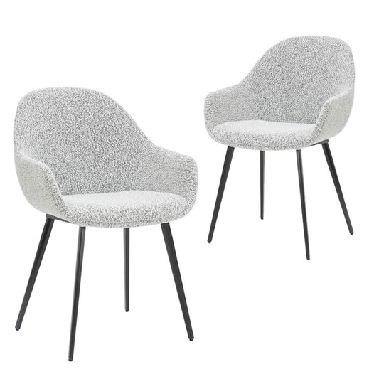 Matera | Contemporary Upholstered Fabric Dining Chairs With Arms | Set Of 2 | Black & White
