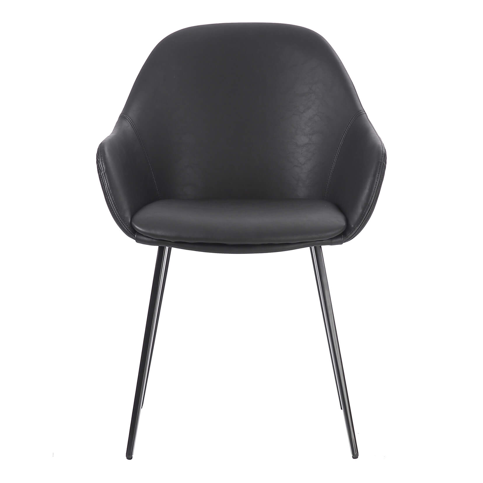 Matera | Contemporary PU Leather Dining Chairs With Arms | Set Of 2 | Black