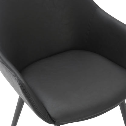 Matera | Contemporary PU Leather Dining Chairs With Arms | Set Of 2 | Black