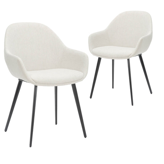 Matera | Contemporary Upholstered Fabric Dining Chairs With Arms | Set Of 2 | Sand