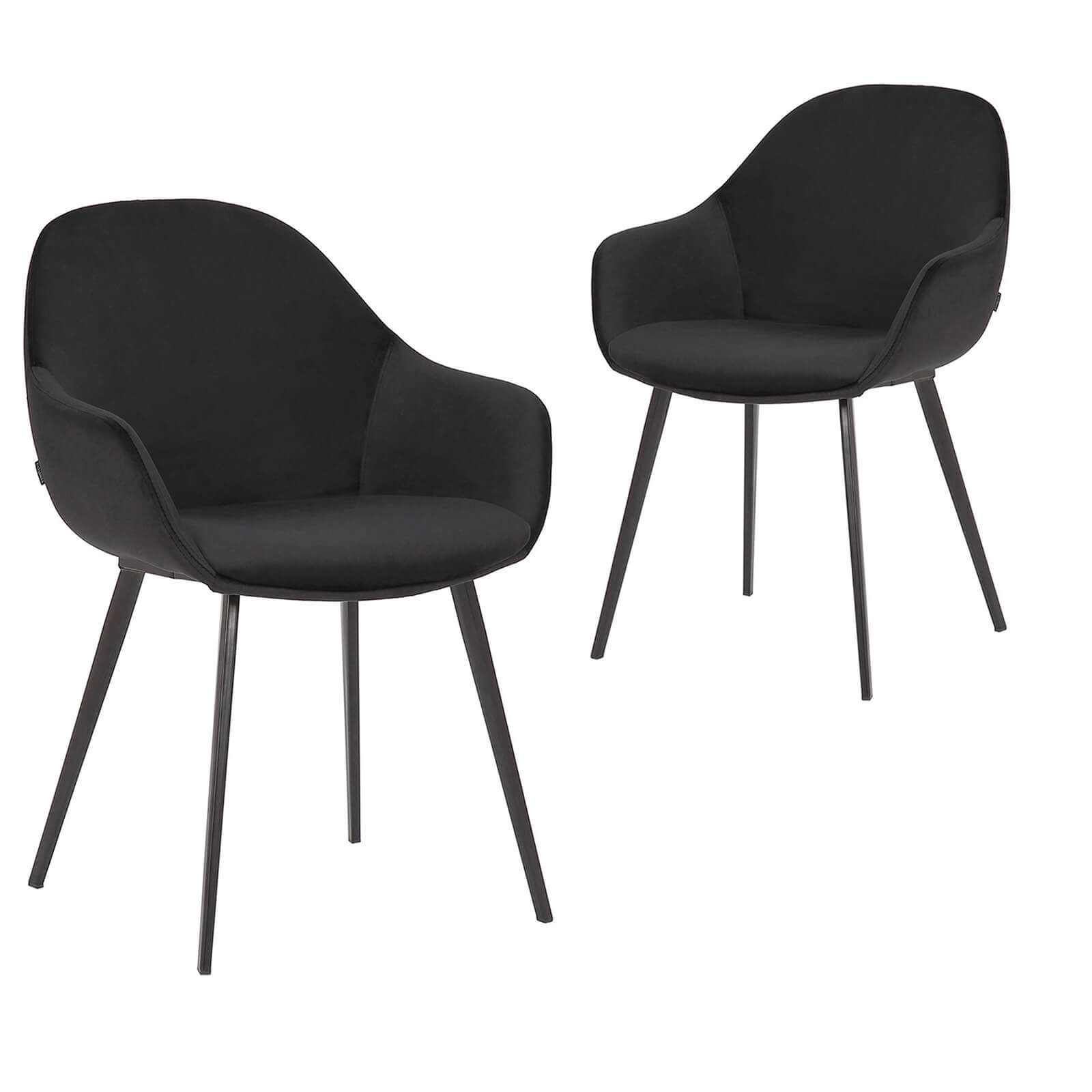 Matera | Contemporary Velvet Dining Chairs With Arms | Set Of 2 | Black