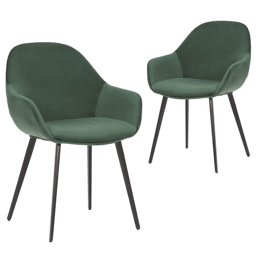 Matera | Contemporary Velvet Dining Chairs With Arms | Set Of 2 | Green