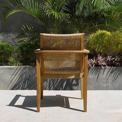 Mebbin | Grey, Teak Wooden Outdoor Dining Chair With Arms | Grey