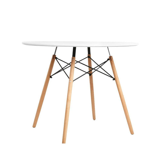 Minerva | Modern Coastal Wooden 4 Seater Round Dining Table | White