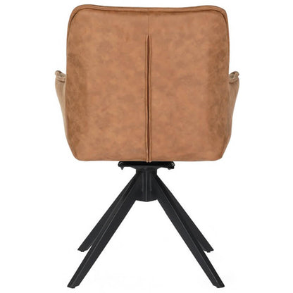 Monaco | Modern Swivel Ultra Suede Fabric Dining Chairs With Arms | Set Of 2 | Cognac