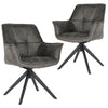 Monaco | Modern Swivel Ultra Suede Fabric Dining Chairs With Arms | Set Of 2