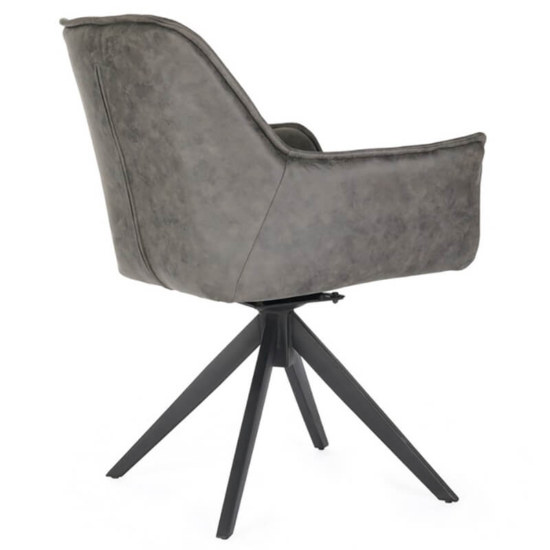 Monaco | Modern Swivel Ultra Suede Fabric Dining Chairs With Arms | Set Of 2 | Grey