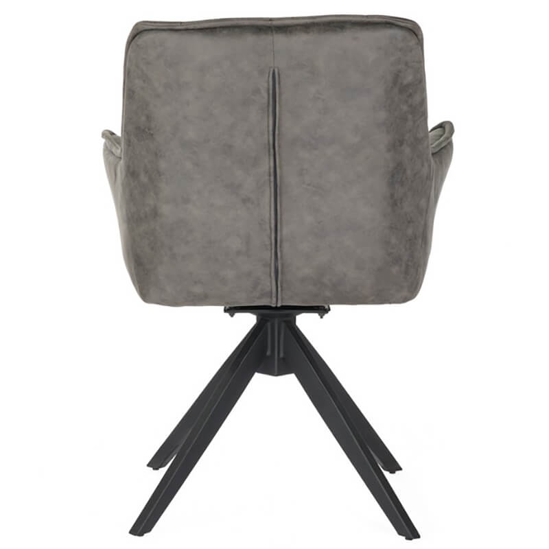 Monaco | Modern Swivel Ultra Suede Fabric Dining Chairs With Arms | Set Of 2 | Grey