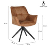 Monaco | Modern Swivel Ultra Suede Fabric Dining Chairs With Arms | Set Of 2 | Cognac