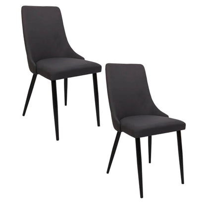 Montville Version 1 | Modern Metal Fabric Dining Chairs | Set Of 2 | Charcoal