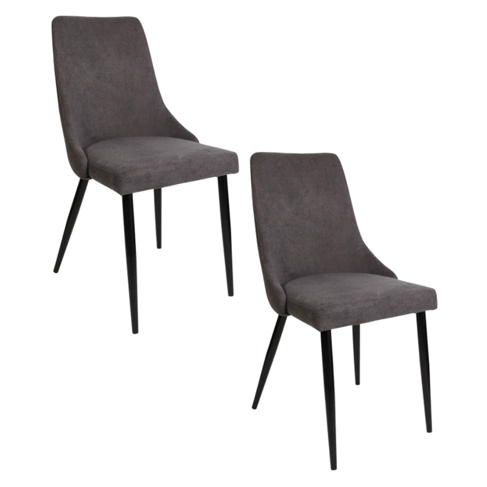Montville Version 1 | Modern Metal Fabric Dining Chairs | Set Of 2 | Grey