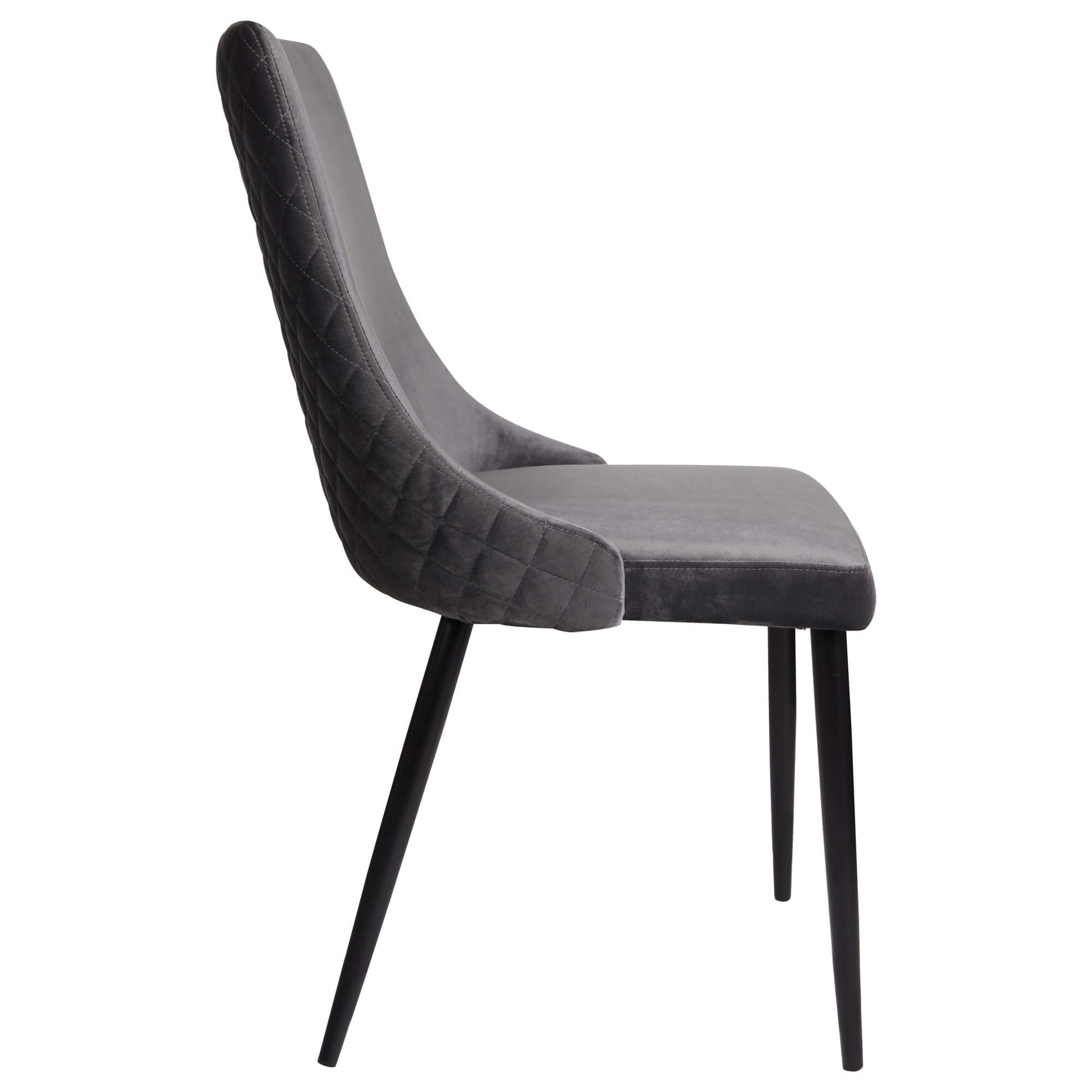 Montville Version 2 | Modern Metal Black Grey Velvet Dining Chairs | Set Of 2 | Grey