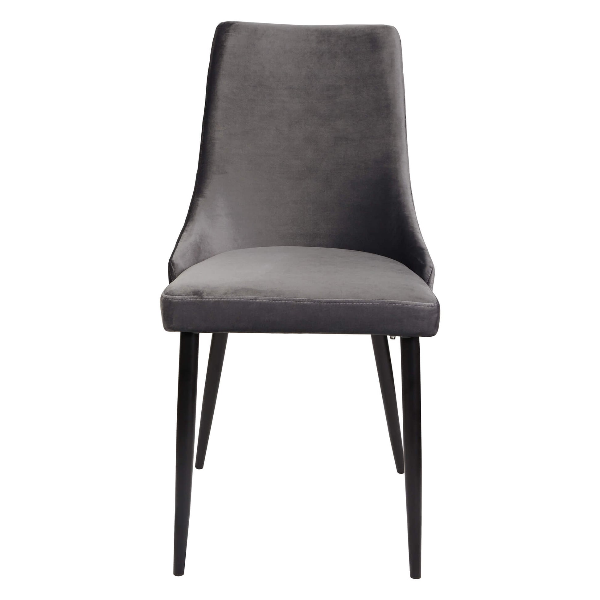 Montville Version 2 | Modern Metal Black Grey Velvet Dining Chairs | Set Of 2 | Grey