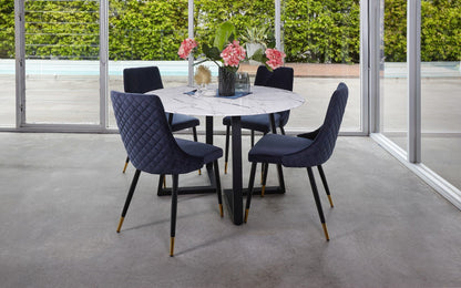 Montville Version 3 | Modern Metal Velvet Dining Chairs | Set Of 2 | Blue