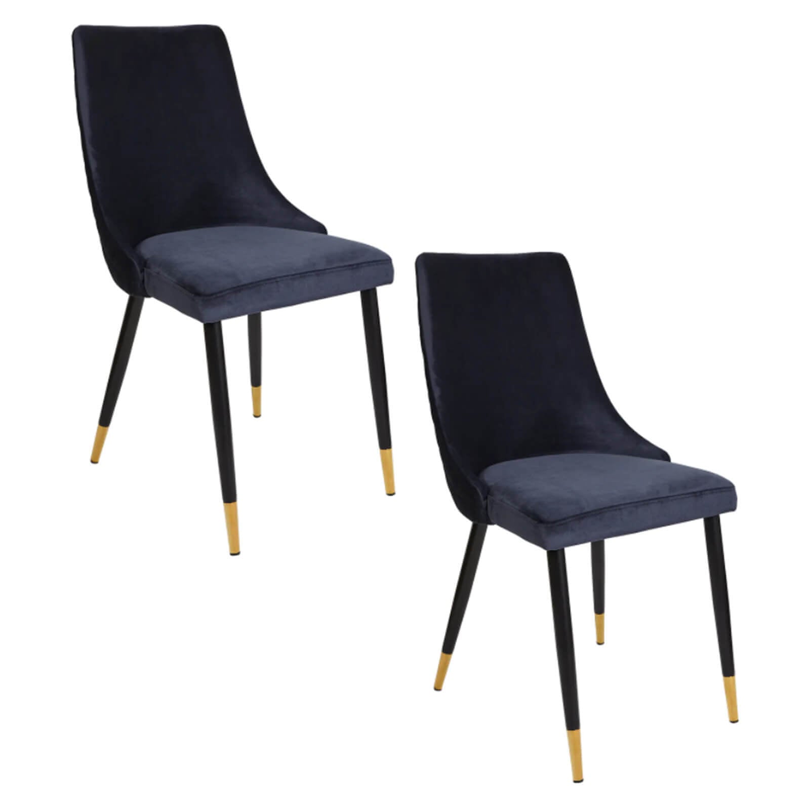Montville Version 3 | Modern Metal Velvet Dining Chairs | Set Of 2 | Blue