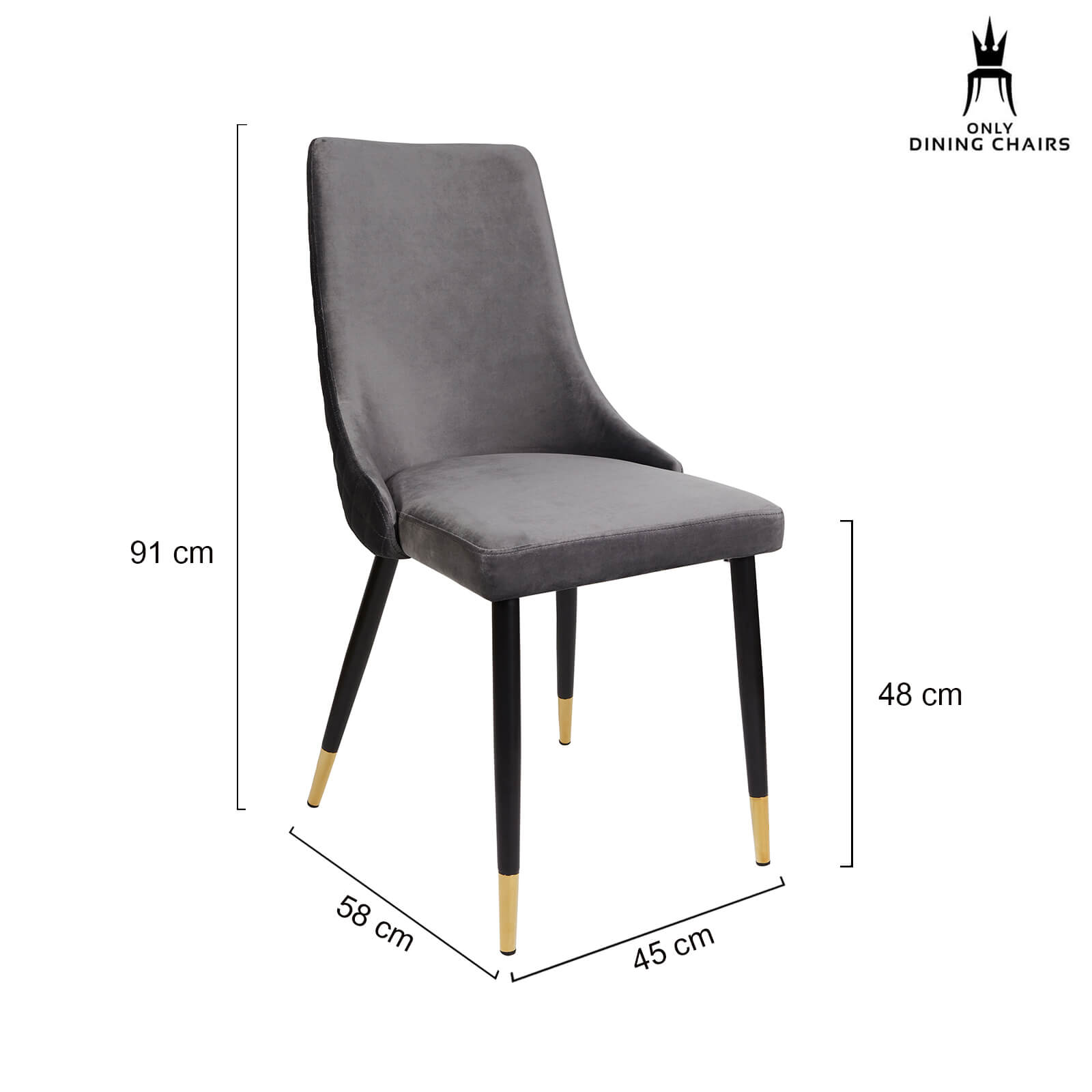 Montville Version 3 | Modern Metal Velvet Dining Chairs | Set Of 2 | Grey