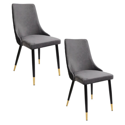 Montville Version 3 | Modern Metal Velvet Dining Chairs | Set Of 2 | Grey