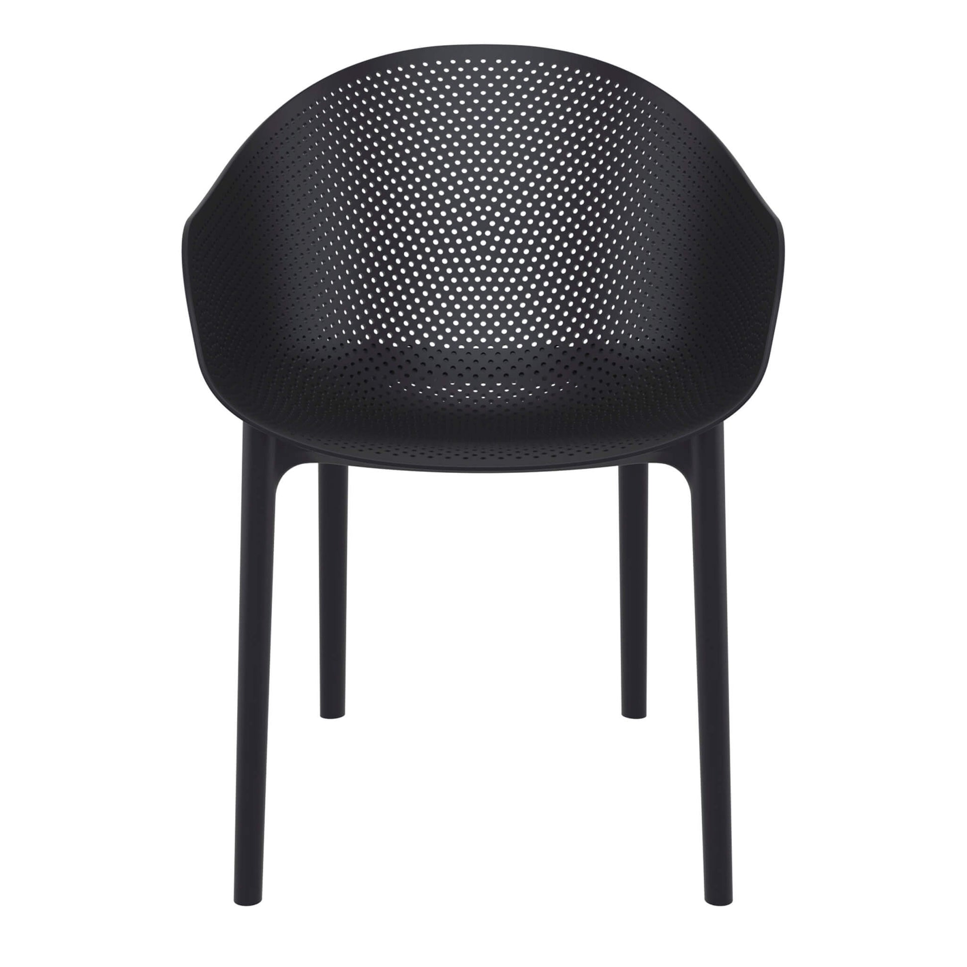 Moresby | Coastal, Plastic Outdoor Dining Chairs With Arms | Set Of 4