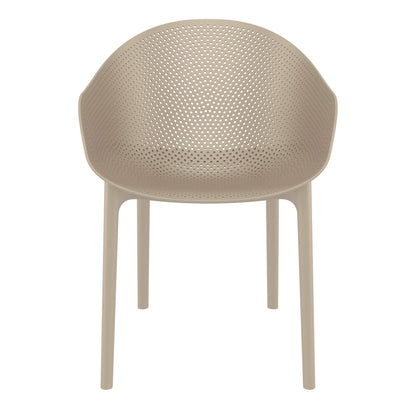 Moresby | Coastal, Plastic Outdoor Dining Chairs With Arms | Set Of 4