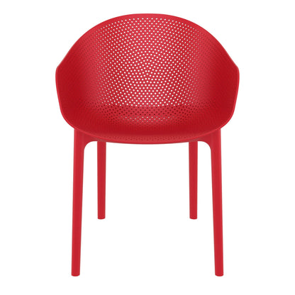 Moresby | Coastal, Plastic Outdoor Dining Chairs With Arms | Set Of 4