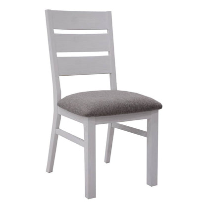 Morton | Farmhouse Grey Fabric Wooden Dining Chairs | Set Of 2 | Brushed White