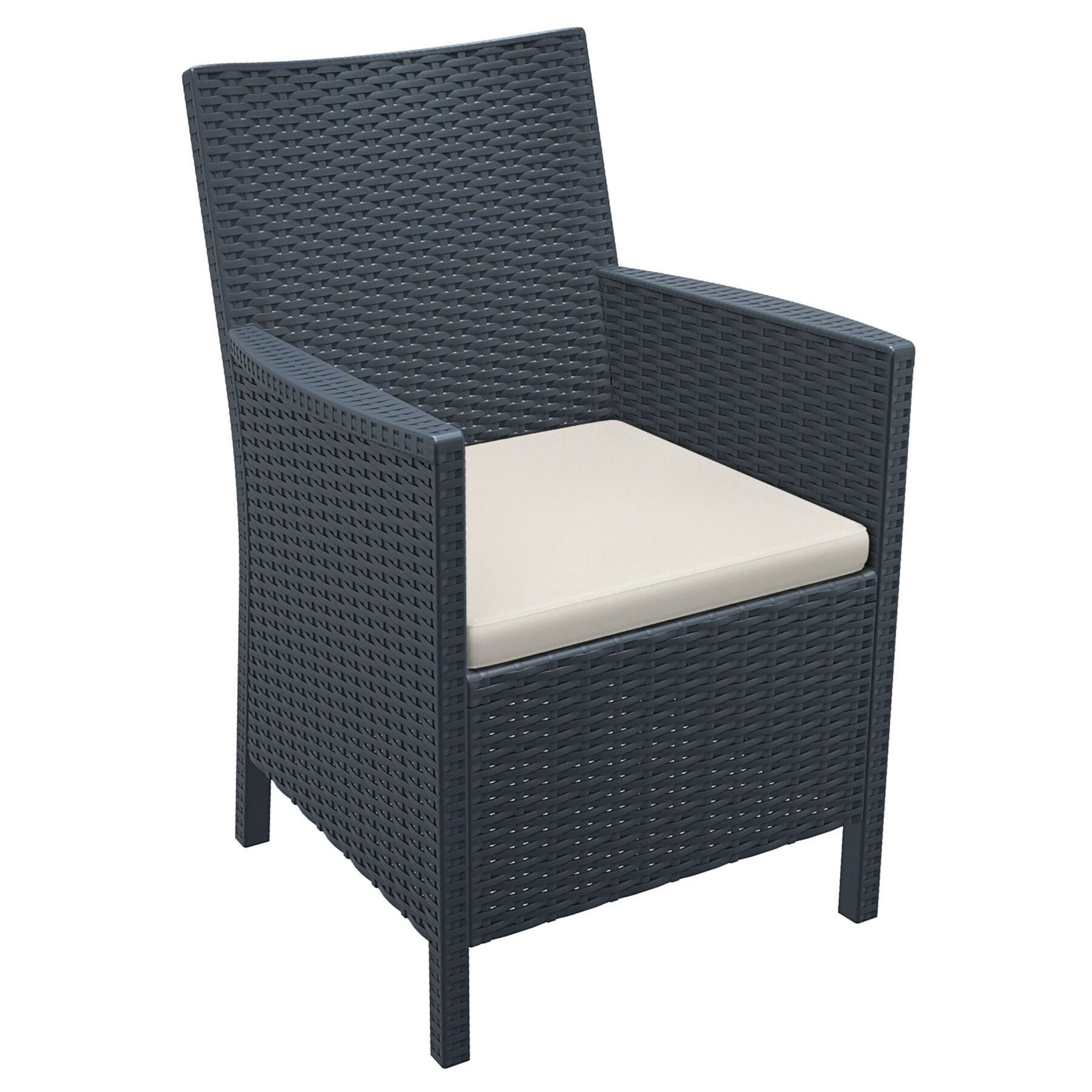 Napier | Resin Outdoor Dining Chairs With Arms | Dark Grey