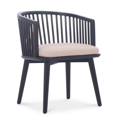 Neo | Modern Black Natural Wooden Coastal Dining Chair With Arms | Black