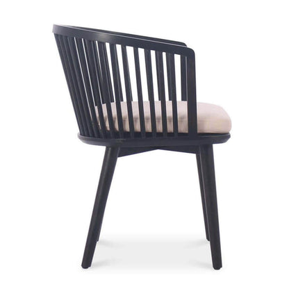 Neo | Modern Black Natural Wooden Coastal Dining Chair With Arms | Black