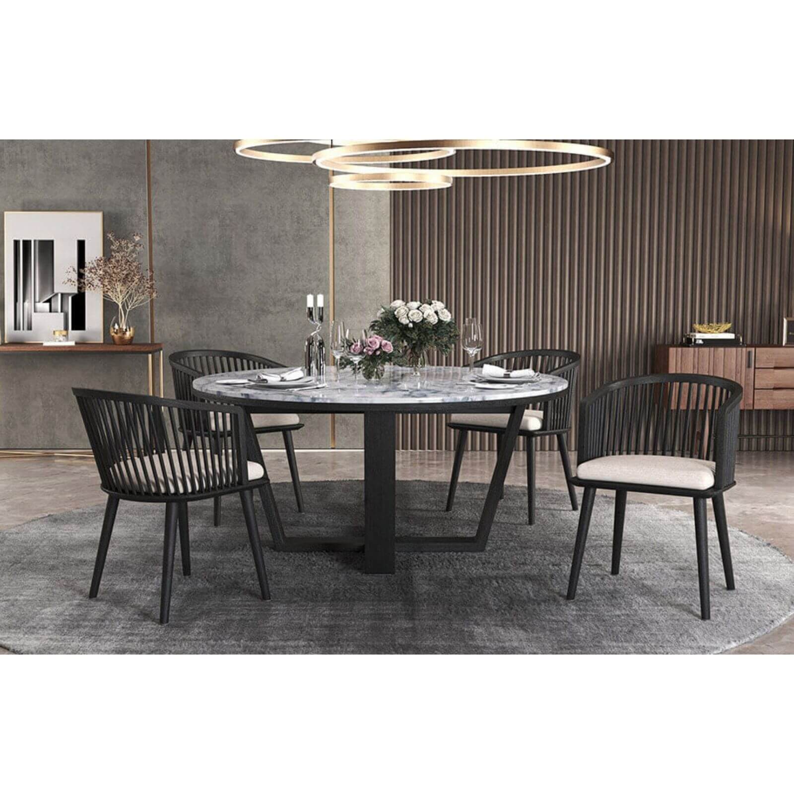 Neo | Modern Black Wooden Coastal Dining Chair With Arms