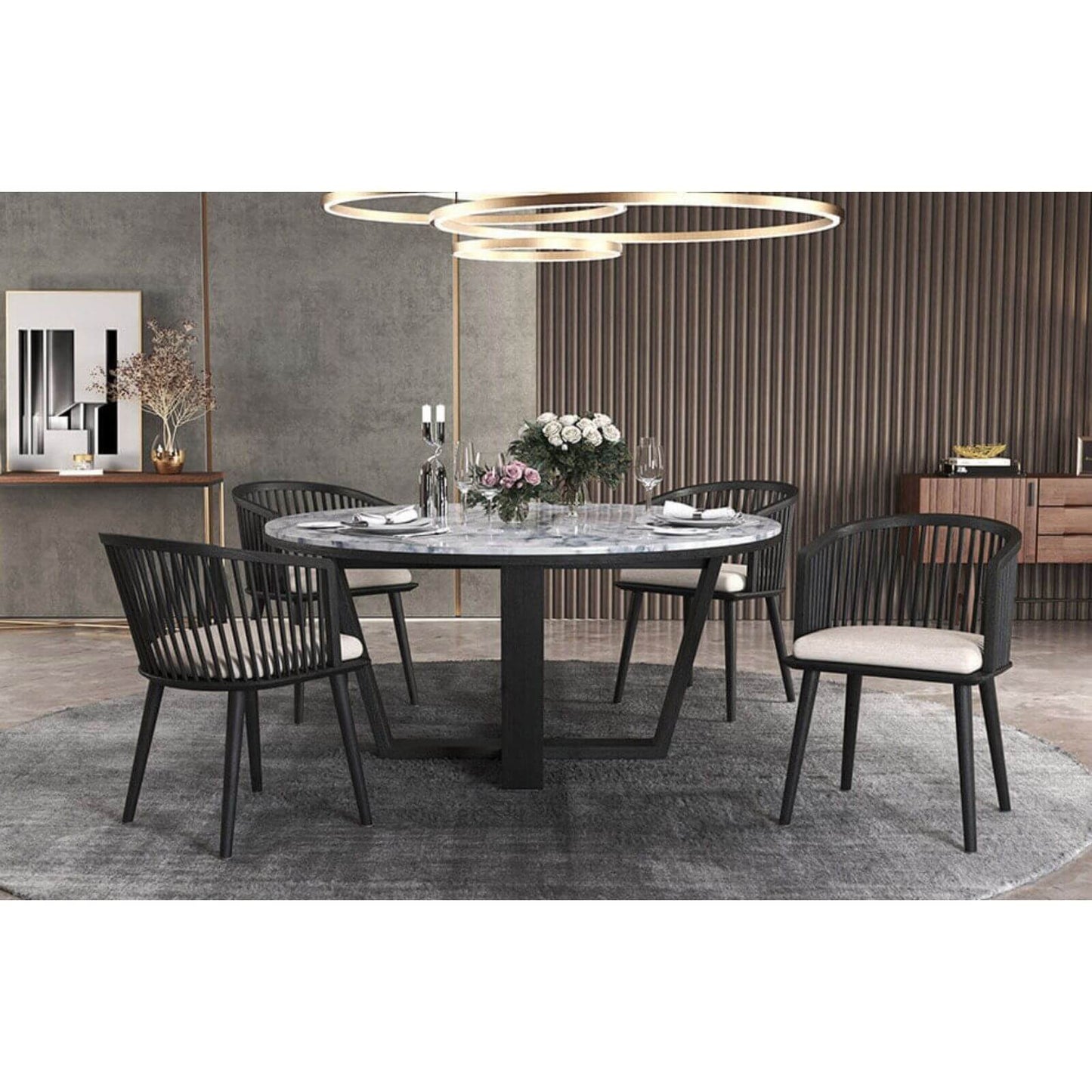 Neo | Modern Black Wooden Coastal Dining Chair With Arms