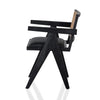Oak View | Rattan PU Leather Wooden Dining Chair With Arms