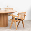 Oak View | Rattan PU Leather Wooden Dining Chair With Arms