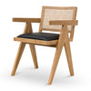 Oak View | Rattan PU Leather Wooden Dining Chair With Arms