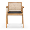 Oak View | Rattan PU Leather Wooden Dining Chair With Arms