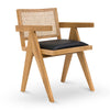 Oak View | Rattan PU Leather Wooden Dining Chair With Arms