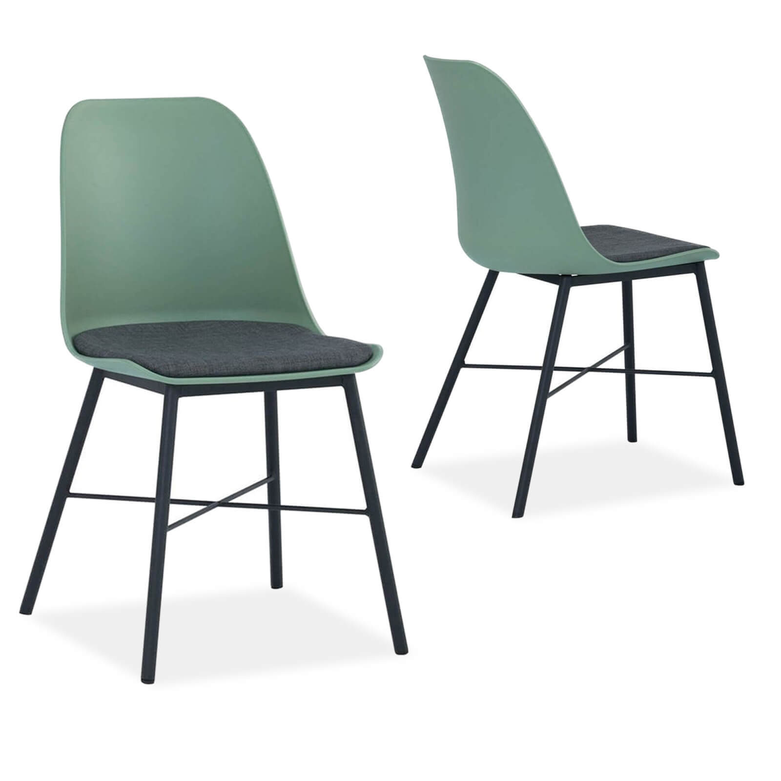 Olsen | Plastic Mid Century Dining Chairs | Set Of 2 | Green