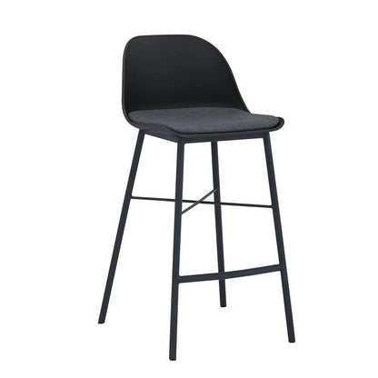 Olsen | Plastic Black White Metal Mid Century Bar Stools | Black