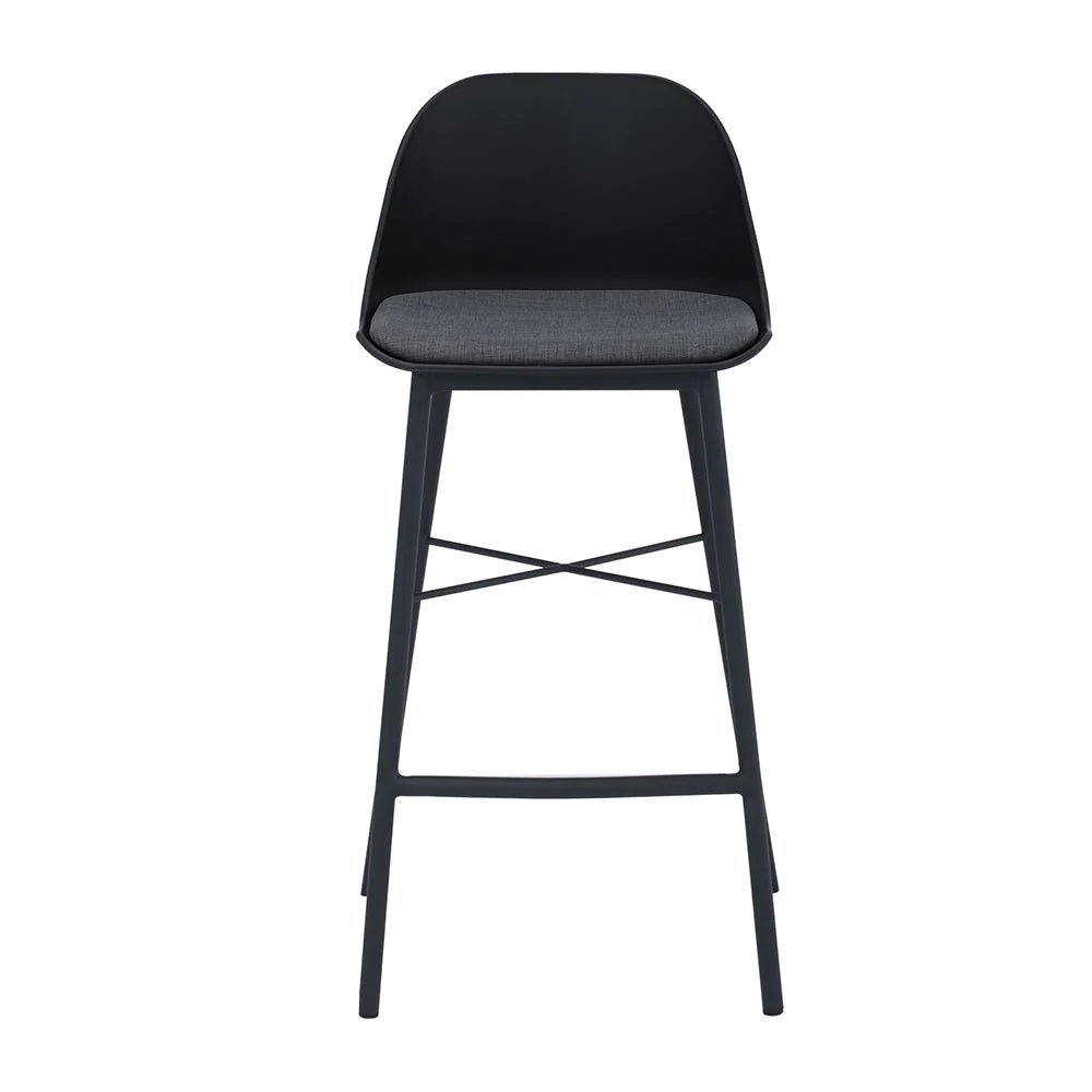 Olsen | Plastic Black White Metal Mid Century Bar Stools | Black