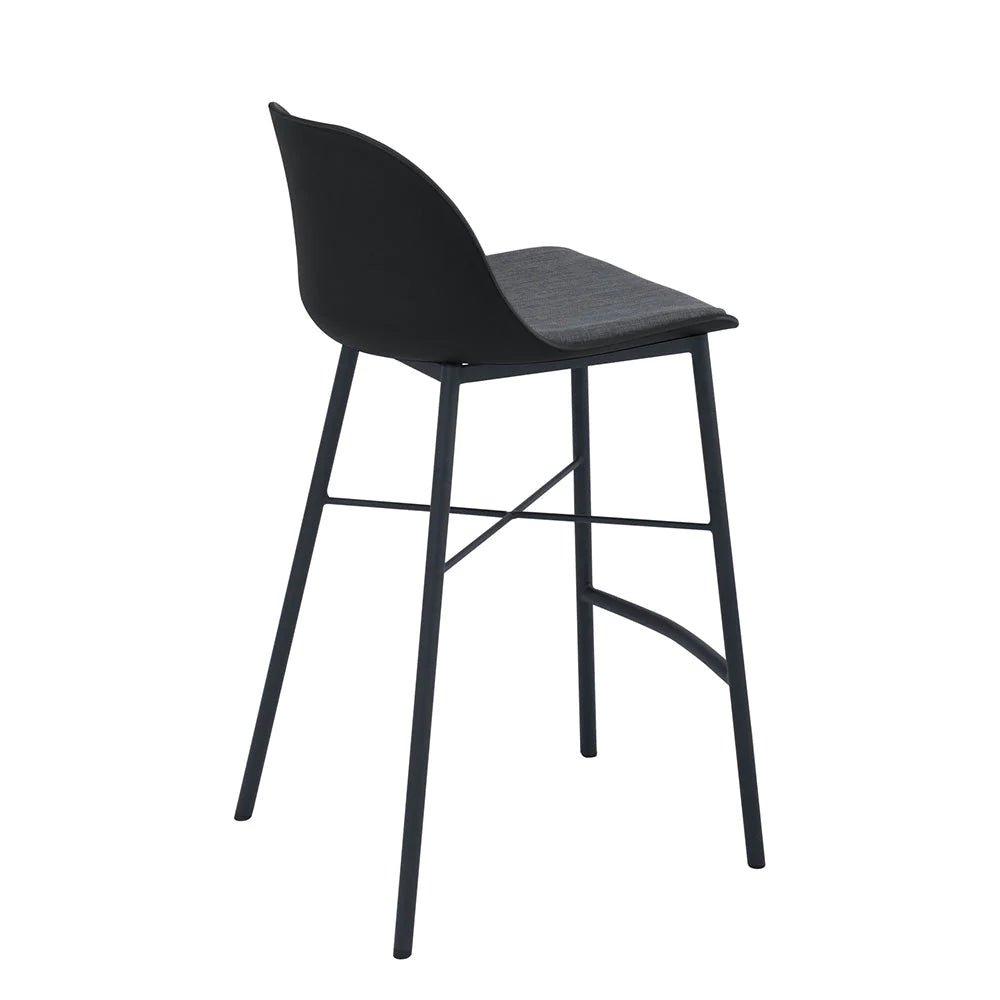 Olsen | Plastic Black White Metal Mid Century Bar Stools | Black