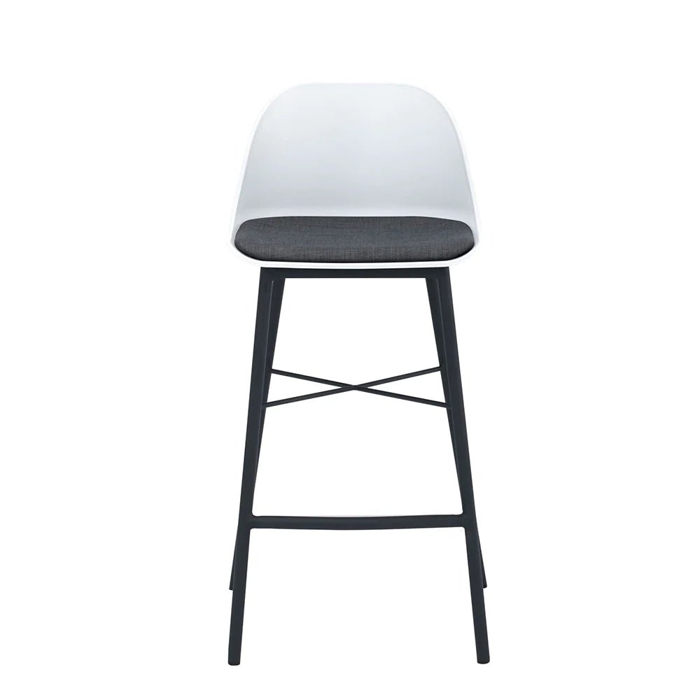 Olsen | Plastic Black White Metal Mid Century Bar Stools | White