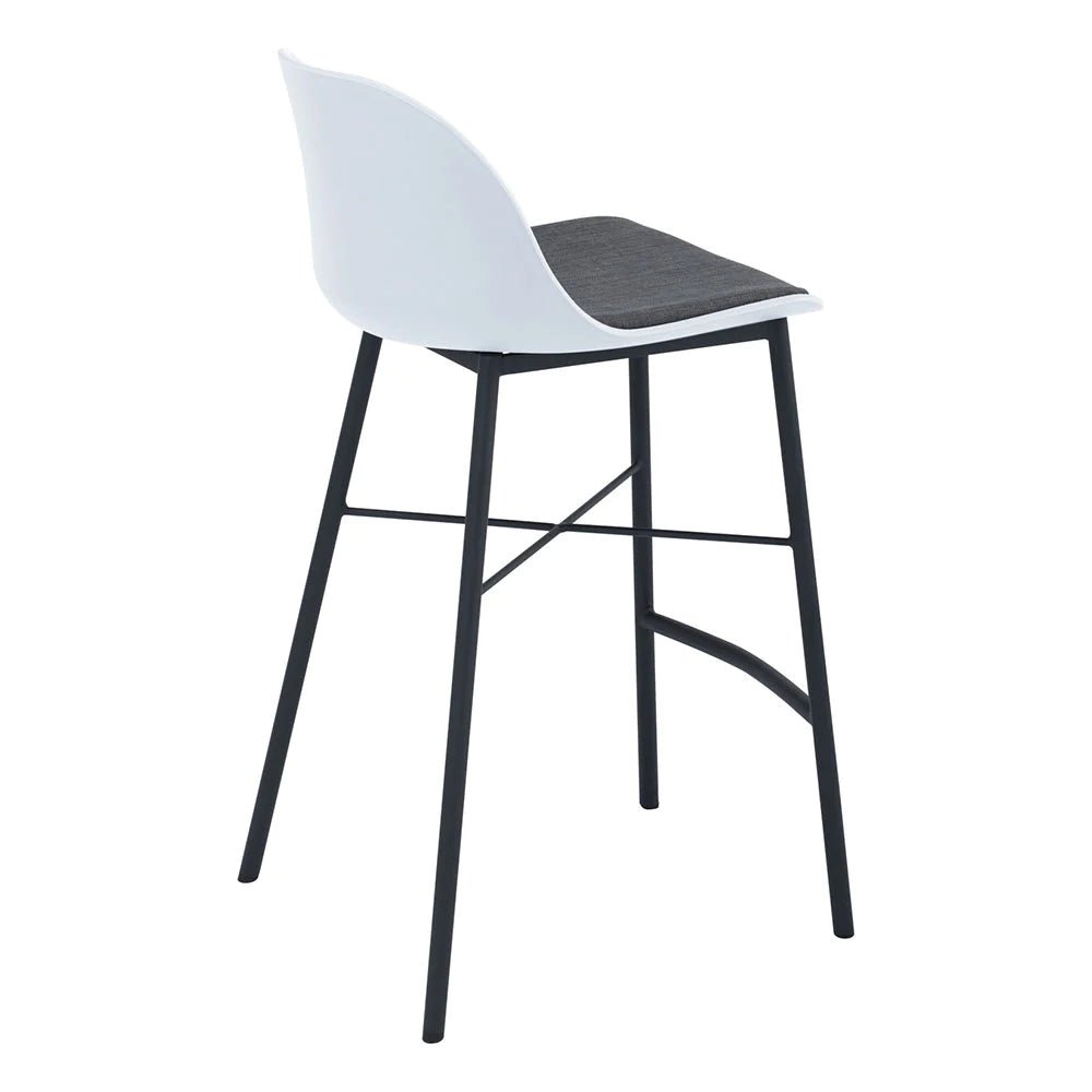 Olsen | Plastic Black White Metal Mid Century Bar Stools | White