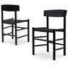 Otway | Matte Black Natural Wooden Rattan Dining Chairs | Set Of 2