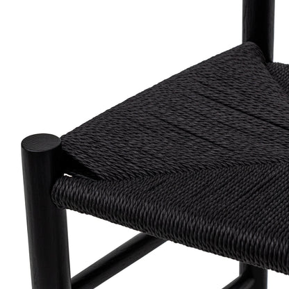 Otway | Matte Black Wooden Rattan Dining Chairs | Set Of 2