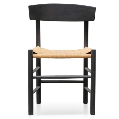 Otway | Matte Black Wooden Rattan Dining Chairs | Set Of 2