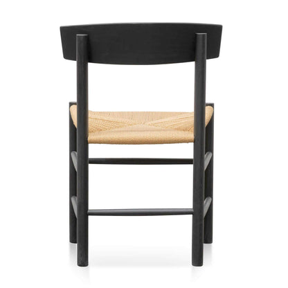 Otway | Matte Black Wooden Rattan Dining Chairs | Set Of 2