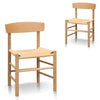 Otway | Matte Black Natural Wooden Rattan Dining Chairs | Set Of 2