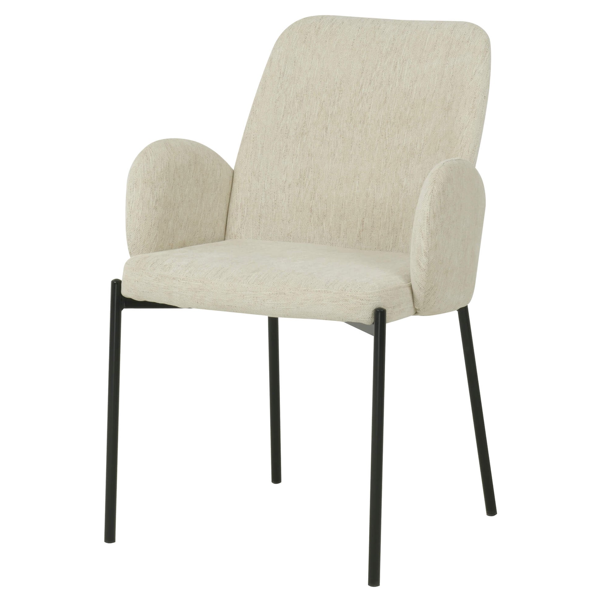 Owen | Modern Metal Fabric Dining Chairs With Arms | Set Of 2 | Oat