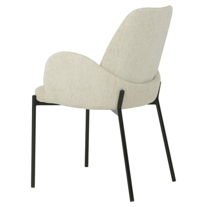 Owen | Modern Metal Fabric Dining Chairs With Arms | Set Of 2 | Oat